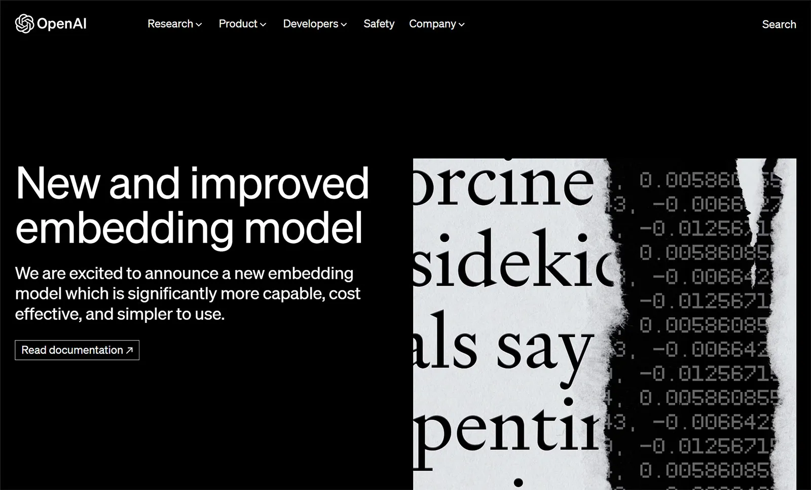 OpenAI の Embedding のモデル