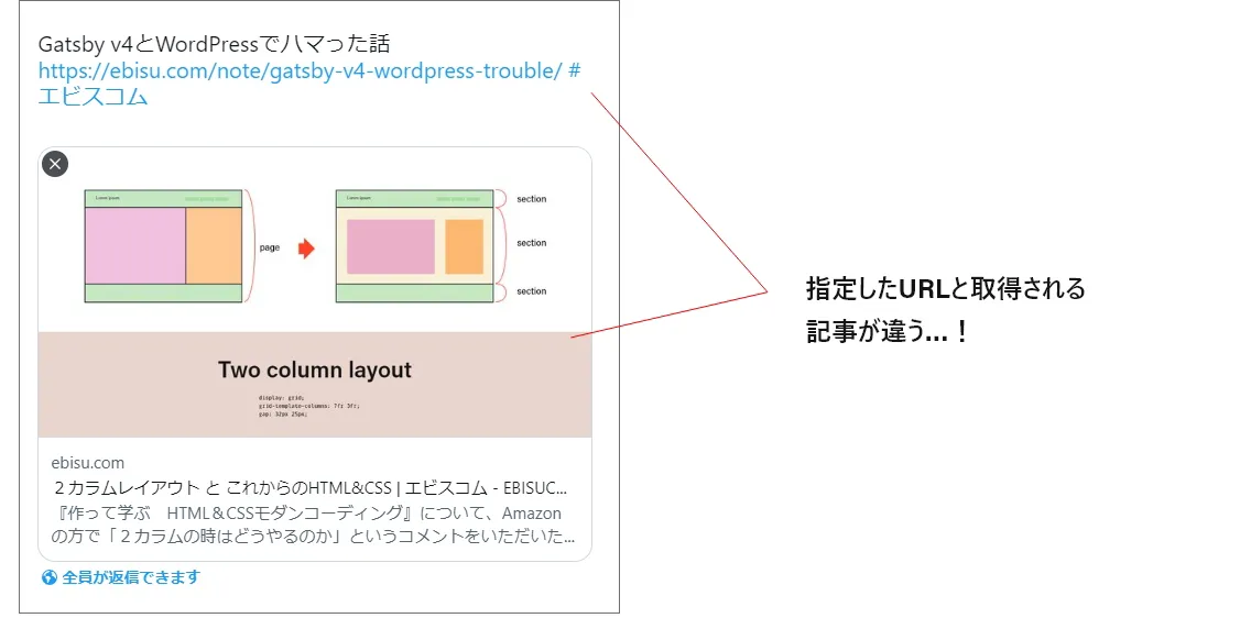 指定したURLと取得される記事が違う…！